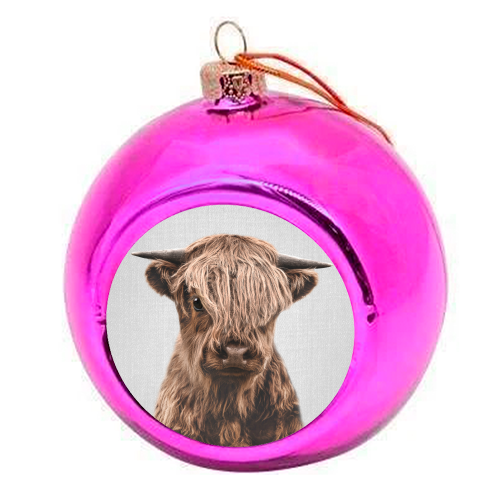 Highland Calf - Colorful - colourful christmas bauble by Gal Design
