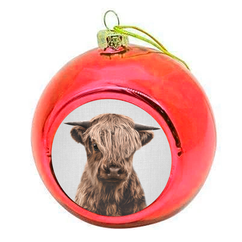 Highland Calf - Colorful - colourful christmas bauble by Gal Design