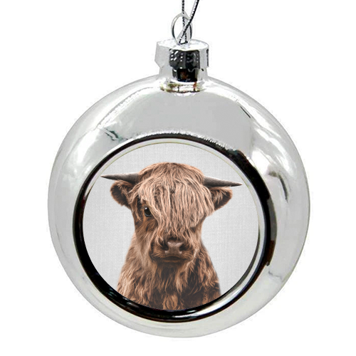 Highland Calf - Colorful - colourful christmas bauble by Gal Design