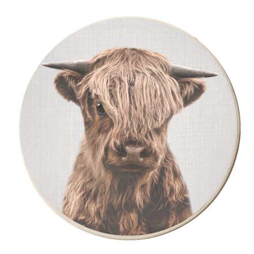 Highland Calf - Colorful - personalised beer coaster by Gal Design