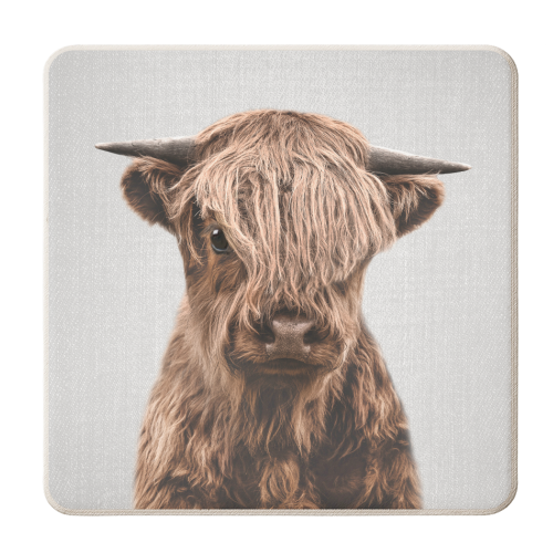 Highland Calf - Colorful - personalised beer coaster by Gal Design