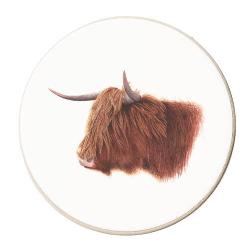 Highland Coo - personalised beer coaster by She Walks She Paints