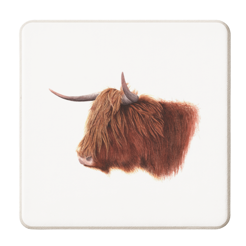 Highland Coo - personalised beer coaster by She Walks She Paints