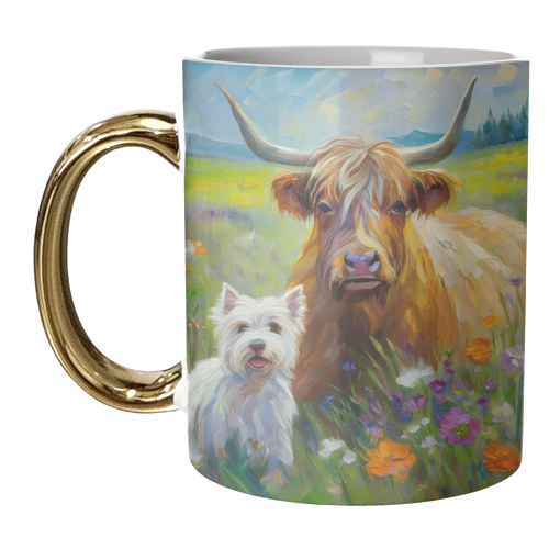 Highland Cow and Highland Terrier - unique mug by AP