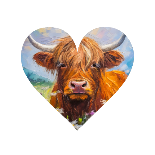 Highland Cow in a field of daisies. - Magnet by AP