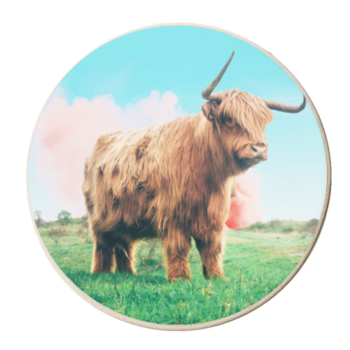Highland Cow - personalised beer coaster by Uma Prabhakar Gokhale