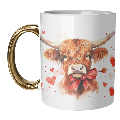 Highland cow Valentine - unique mug by haris kavalla