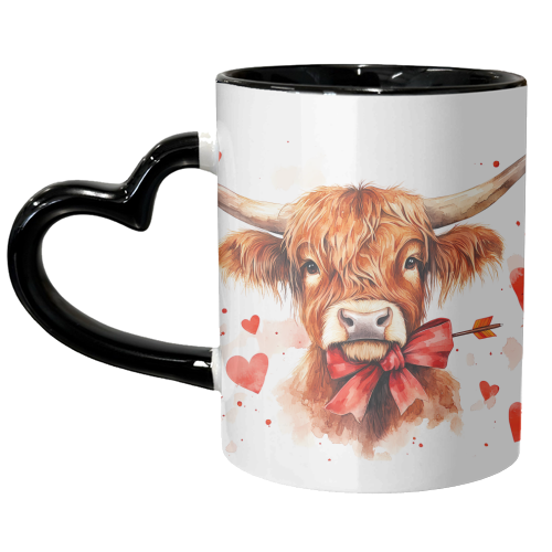 Highland cow Valentine - unique mug by haris kavalla