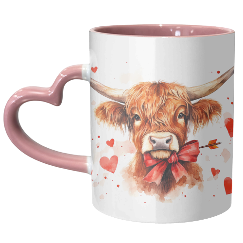 Highland cow Valentine - unique mug by haris kavalla
