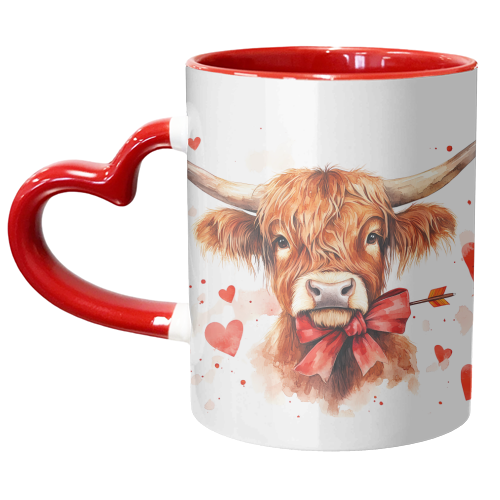 Highland cow Valentine - unique mug by haris kavalla