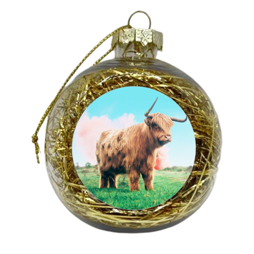 Highland Cow - xmas bauble by Uma Prabhakar Gokhale