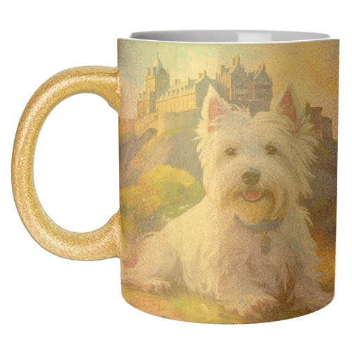 Highland Terrier at Edinburgh Castle - unique mug by AP
