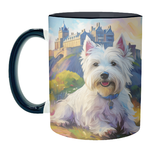 Highland Terrier at Edinburgh Castle - unique mug by AP