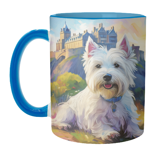 Highland Terrier at Edinburgh Castle - unique mug by AP