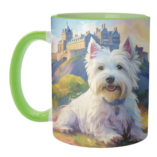Highland Terrier at Edinburgh Castle - unique mug by AP