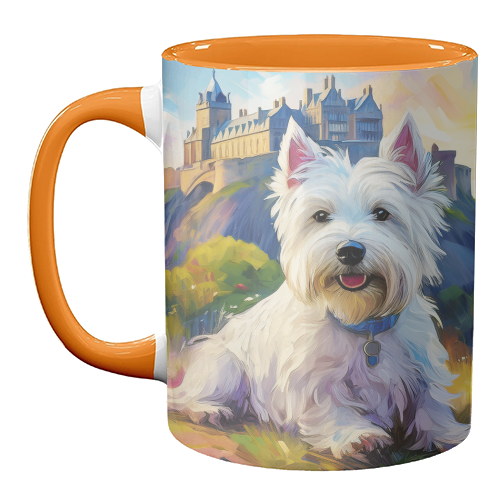 Highland Terrier at Edinburgh Castle - unique mug by AP