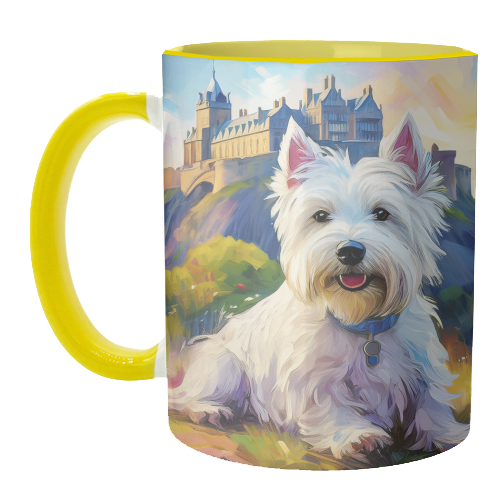 Highland Terrier at Edinburgh Castle - unique mug by AP
