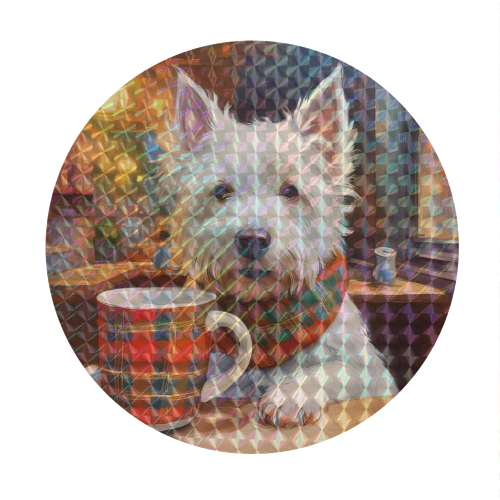 Highland Terrier having a brew - Circle Sticker by AP