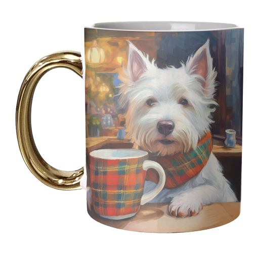 Highland Terrier having a brew - unique mug by AP