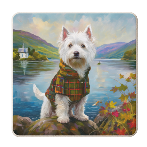 Highland Terrier in Tartan - personalised beer coaster by AP