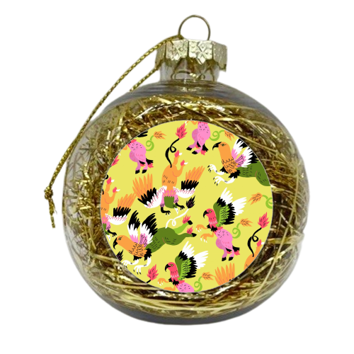 Hippogriffs (pattern, yellow version) - xmas bauble by Ezra W. Smith
