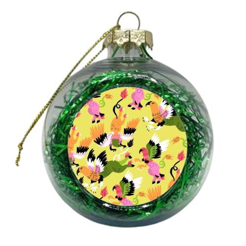 Hippogriffs (pattern, yellow version) - xmas bauble by Ezra W. Smith