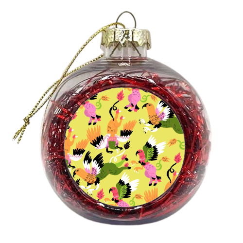 Hippogriffs (pattern, yellow version) - xmas bauble by Ezra W. Smith
