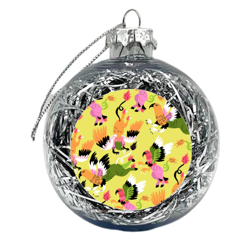 Hippogriffs (pattern, yellow version) - xmas bauble by Ezra W. Smith