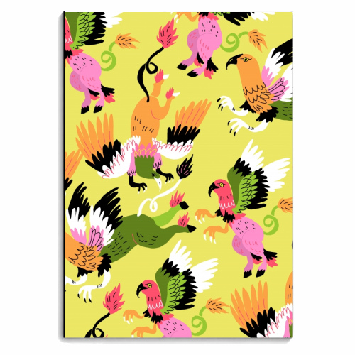 Hippogriffs (pattern, yellow version) - personalised A4, A5, A6 notebook by Ezra W. Smith