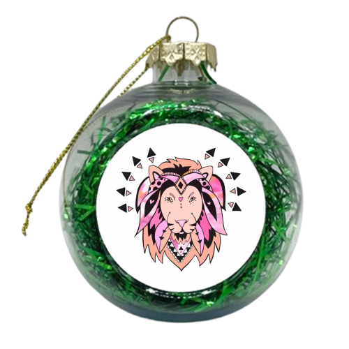 Hippy Lion - xmas bauble by Cassie Swindlehurst
