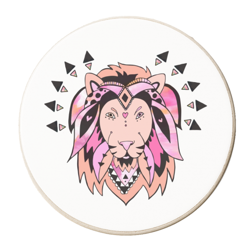 Hippy Lion - personalised beer coaster by Cassie Swindlehurst