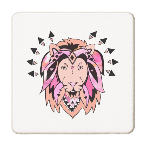 Hippy Lion - personalised beer coaster by Cassie Swindlehurst