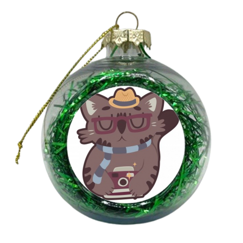 Hipster Cat - xmas bauble by Claire Stamper
