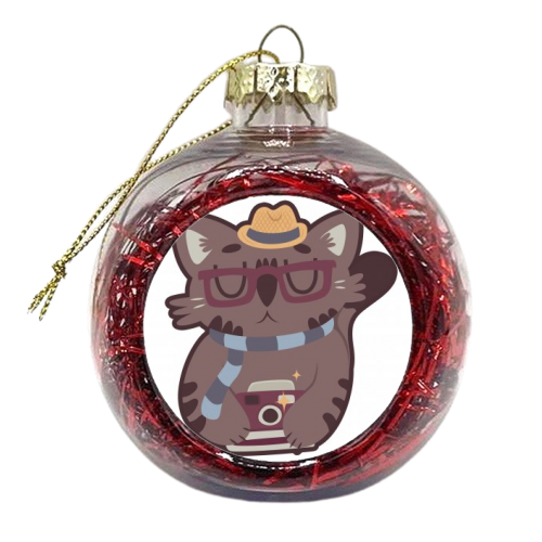 Hipster Cat - xmas bauble by Claire Stamper