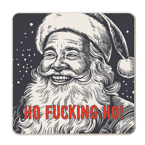Ho Fucking Ho! (Linocut style) - personalised beer coaster by Adam Regester