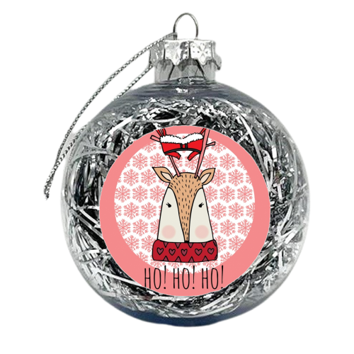 Ho Ho Ho Christmas card - xmas bauble by Nichola Cowdery