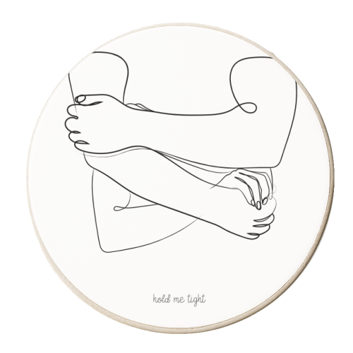 Hold Me Tight Minimal Line Drawing - personalised beer coaster by Adam Regester