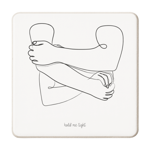 Hold Me Tight Minimal Line Drawing - personalised beer coaster by Adam Regester