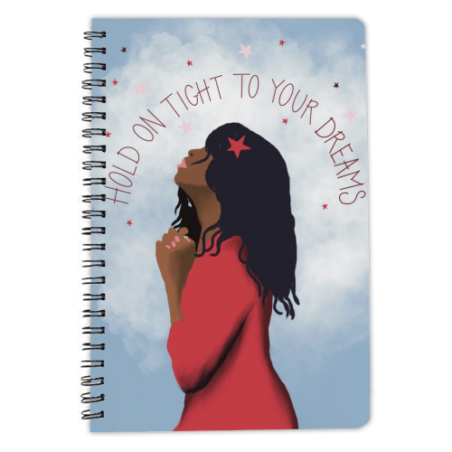 Hold on tight to your dreams - personalised A4, A5, A6 notebook by Giddy Kipper