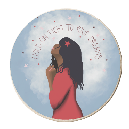 Hold on tight to your dreams - personalised beer coaster by Giddy Kipper
