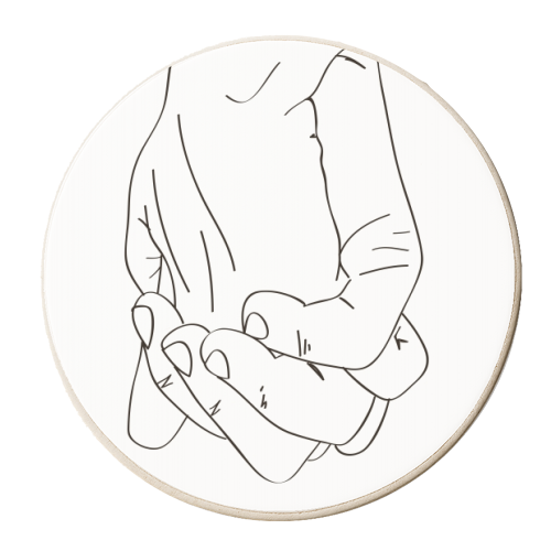 Holding Hands Line Art - personalised beer coaster by Toni Scott