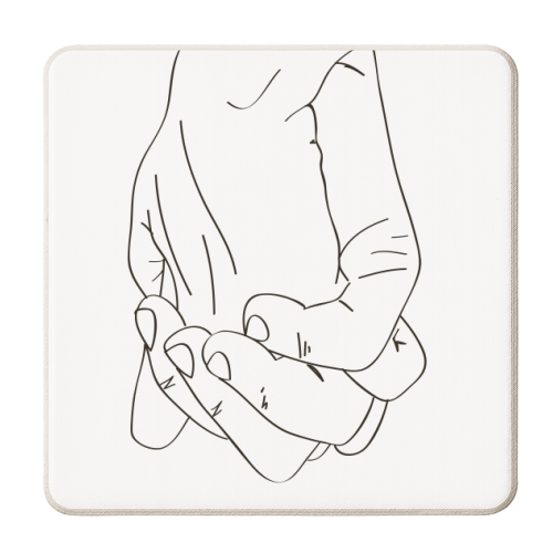 Holding Hands Line Art - personalised beer coaster by Toni Scott