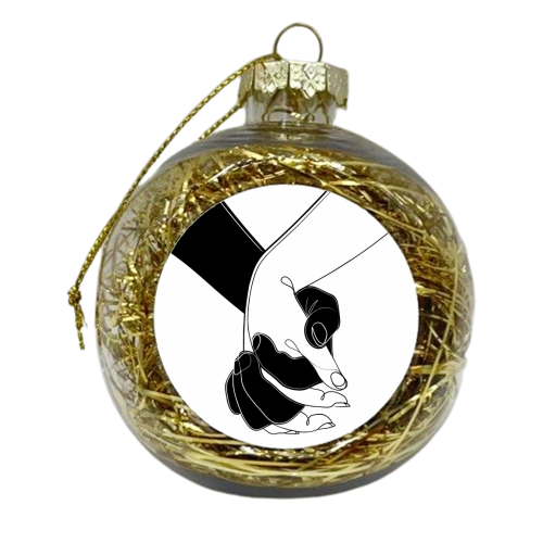 Holding Onto Love Hand Drawing - xmas bauble by Adam Regester