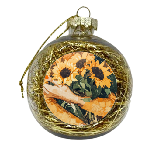 Holding Sunflowers - xmas bauble by Uma Prabhakar Gokhale