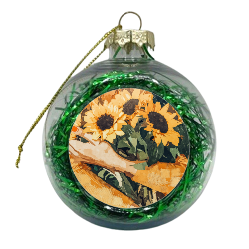 Holding Sunflowers - xmas bauble by Uma Prabhakar Gokhale