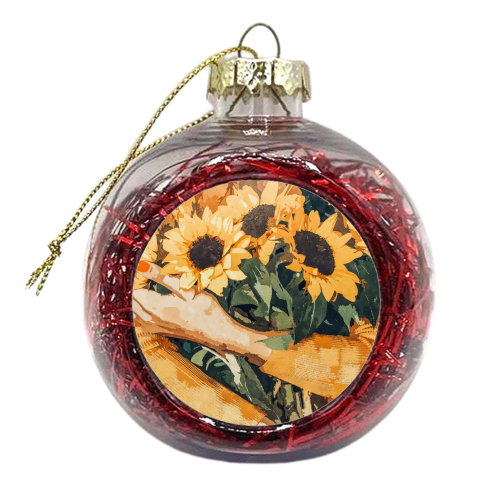 Holding Sunflowers - xmas bauble by Uma Prabhakar Gokhale