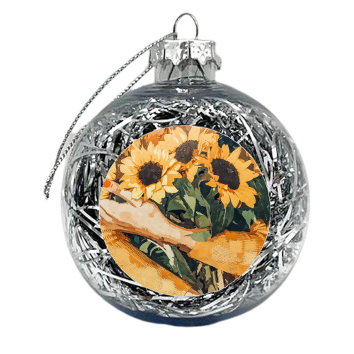 Holding Sunflowers - xmas bauble by Uma Prabhakar Gokhale