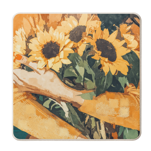 Holding Sunflowers - personalised beer coaster by Uma Prabhakar Gokhale