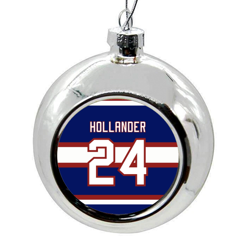 Hollander - Montreal Jersey Blue - colourful christmas bauble by The Girl Next Draw
