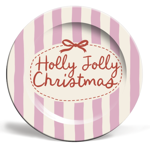 Holly Jolly Christmas - ceramic dinner plate by Giddy Kipper